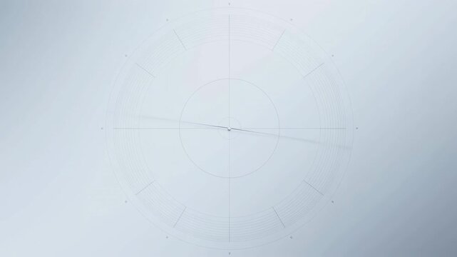 Minimalist compass dial rotating through calibration sequence to near-complete orientation at late