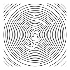 Fototapeta premium Circular maze on white background labyrinth spiral black lines puzzle game