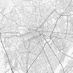 Obraz premium Curitiba City Map. Minimalist black and white line art poster for printing, wallpaper, wall art, and map resources for home and office decor