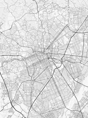 Obraz premium Curitiba City Map. Minimalist black and white line art poster for printing, wallpaper, wall art, and map resources for home and office decor