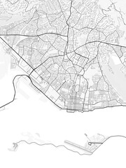 Obraz premium Kingston City Map. Minimalist black and white line art poster for printing, wallpaper, wall art, and map resources for home and office decor