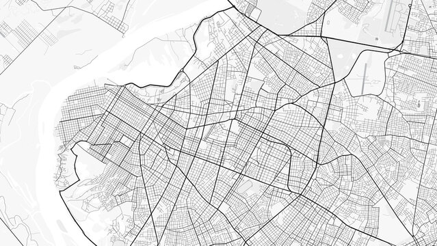 Asunci&oacute;n City Map. Minimalist black and white line art poster for printing, wallpaper, wall art, and map resources for home and office decor