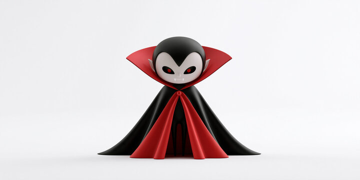 Cartoon vampire character with elegant cape in black and red colors  