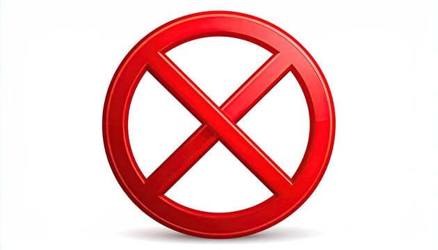 Red Prohibition Sign with Diagonal Cross.