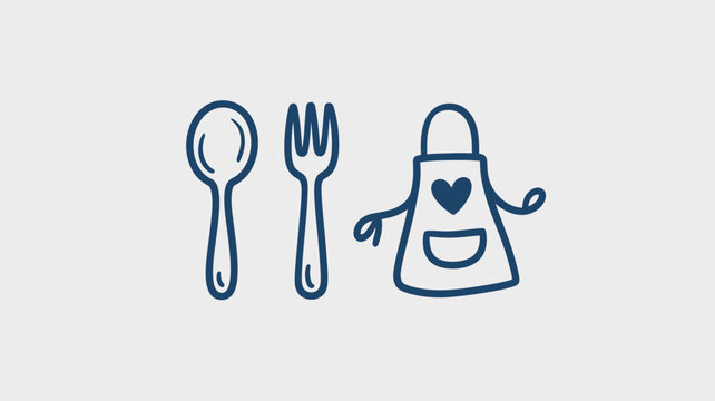 Chef apron with heart and utensils vector illustration of kitchen tools and cooking accessories utensils illustration professional friendly whimsical