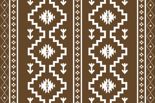 Brown and White Tribal Geometric Textile Pattern Vector for Fabric, Apparel, Wallpaper, and Surface Design