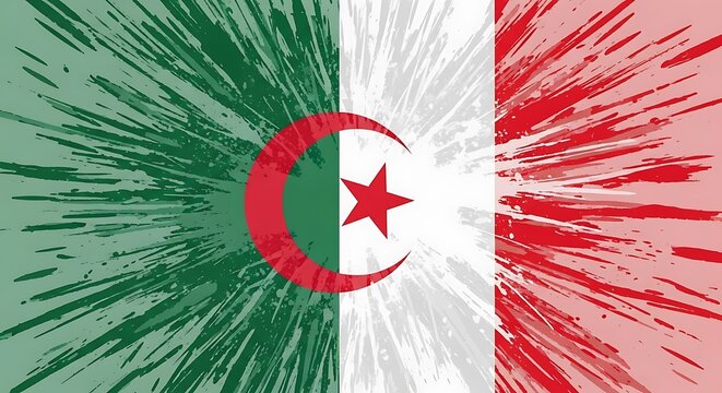 Algerian and italian flags combined with grunge effect and star symbol