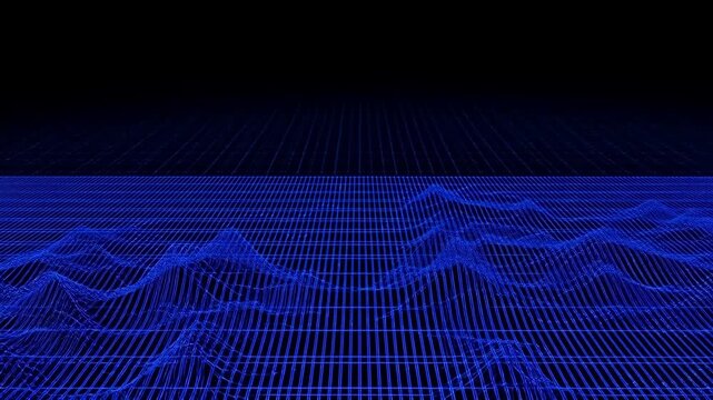 Blue digital grid landscape