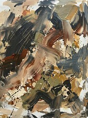 Fototapeta premium Abstract expressionist painting with bold brushstrokes and a dark, rich color palette.