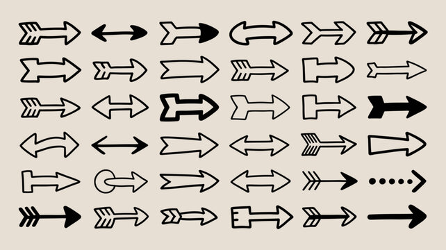 Collection Of Black And White Arrow Shapes With Feathered And Double Headed Designs arrows arrowhead direction pointing indicators guides