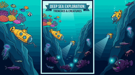 tropical fish in aquarium underwater ocean illustration with blue light and marine reef life vector style © Rizky