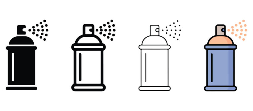 spray paint cans with spray particles  colorful illustration of aerosol cans with various designs and colors