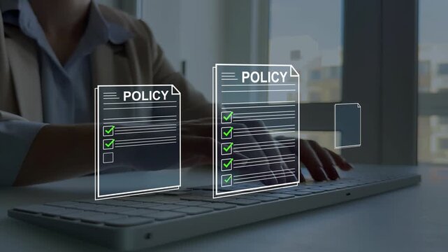 Business governance concept showing policy documentation, legal requirements, workplace standards and structured decision processes.
