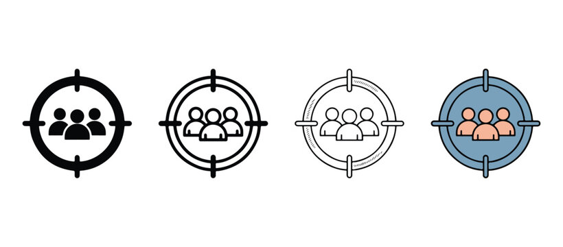  target icons with people inside the circles for business concept  targeting audience or customer segmentation