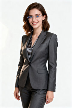 Businesswoman in suit and glasses