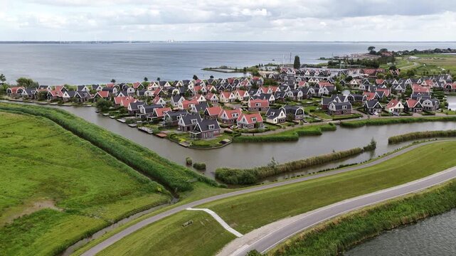 Aerial View of Recreational Houses in Uitdam