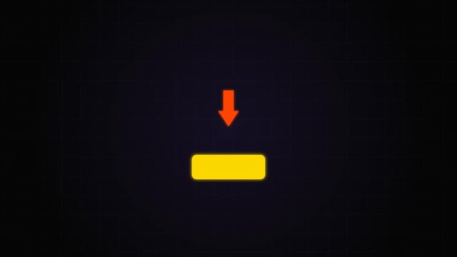 Animated Download Icon with Orange Arrow on Dark Grid Background