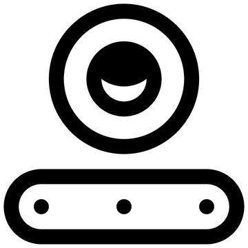Machine vision system. Outlined stroke vector icon with black-filled details.