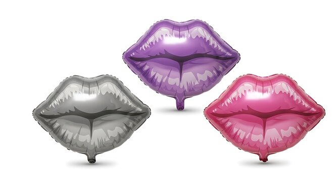 Metallic lips shaped balloons party celebration fun
