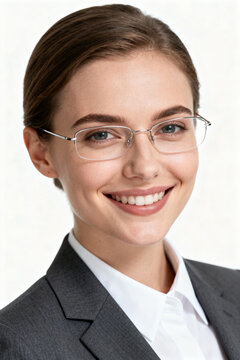 Businesswoman in suit and glasses