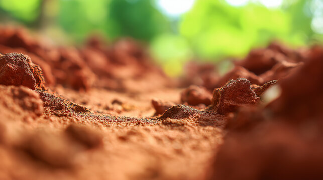 bauxite. Exposed bauxite layers in tropical red soil under natural sunlight. safety posters, maintenance manuals, designed for precision metalworking and fabrication facilities, improves efficiency.
