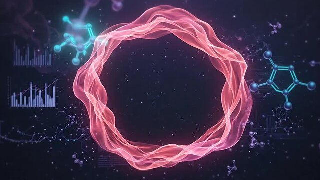 Abstract scientific visualization of glowing molecular structures