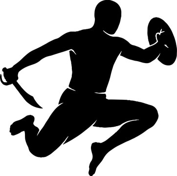 Silhouette of a person throwing a frisbee dynamically.