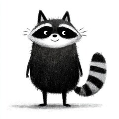 Fototapeta premium Cute raccoon doodle illustration isolated on white background