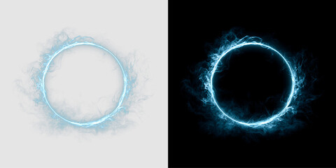 Fototapeta premium Futuristic Neon Circle with Glowing Vapor and Sparks PNG