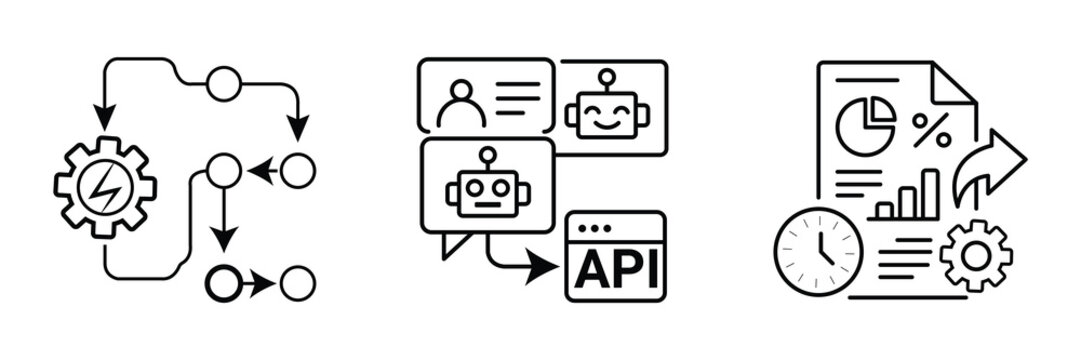 Business Automation Workflow and API Integration Icons