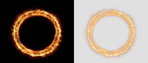 Abstract Golden Energy Circle with Magical Fire Particles PNG © Василий Куриленко