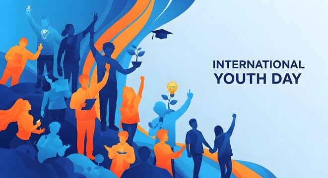 International youth day illustration celebrating freedom innovation and future generations