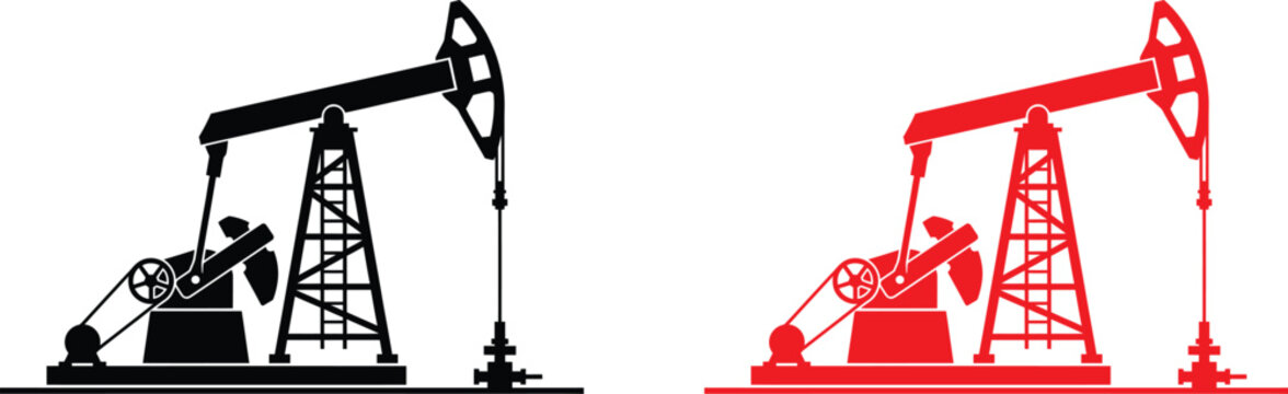 Oil pumpjack silhouette vector illustration for industrial and energy design
