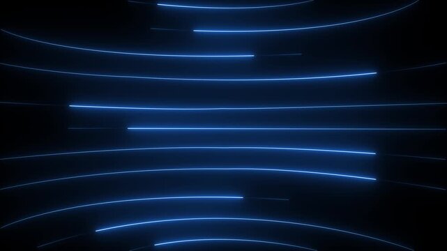 Neon lights blinking lines moving animation. Seamless loop animation of glowing neon line. 4k animation Horizontal glowing colorful neon line animation .4k video