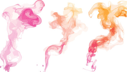 Fototapeta premium Abstract pink smoke and watercolor ink flow isolated on white background with fluid splash motion and soft wave texture design for art pattern illustration