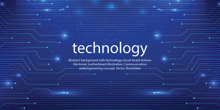 Abstract Blue Technology Circuit Board Background with Glowing Digital Lines and Copy Space Vector EPS 10