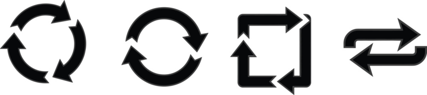 Refresh and exchange arrow icons, synchronization symbols vector illustration set for interface design