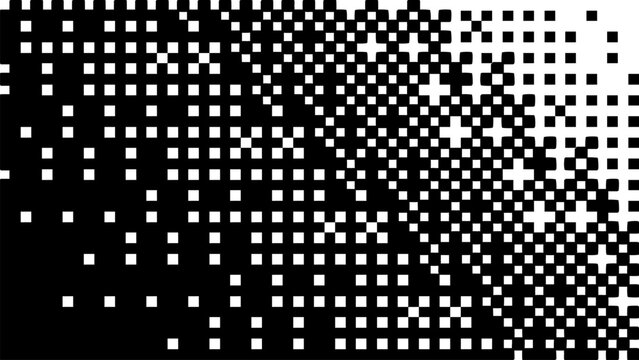 Pixelated bitmap gradient texture.8 bit video game screen wallpaper Black and white dither pattern background.	
