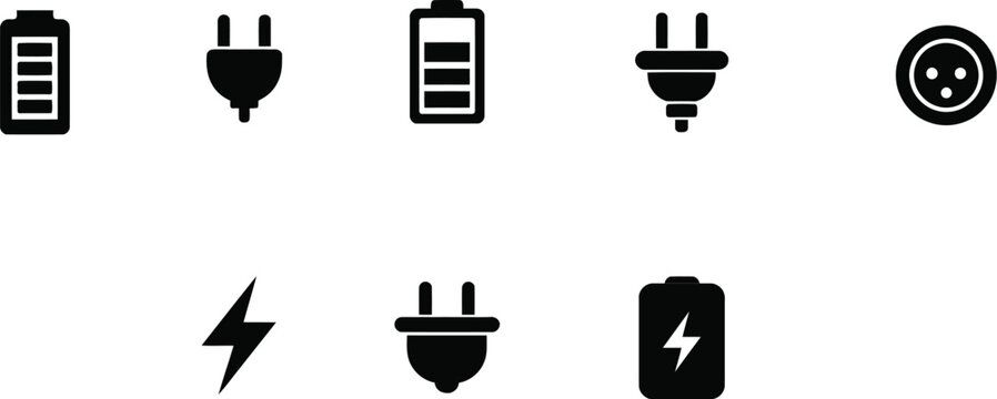 Battery icon set energy power electric graphic design