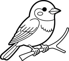 Fototapeta premium Bird drawing line art simple sketch of a cute songbird