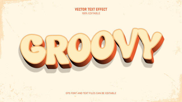 Retro groovy text effect vector editable font style