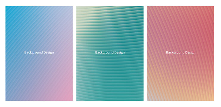 Abstract gradient background poster template set with minimal wavy parallel lines, trendy soft color blend vector layout for presentation or book cover