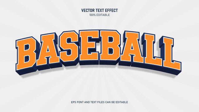 Vintage baseball sport text effect vector editable font style