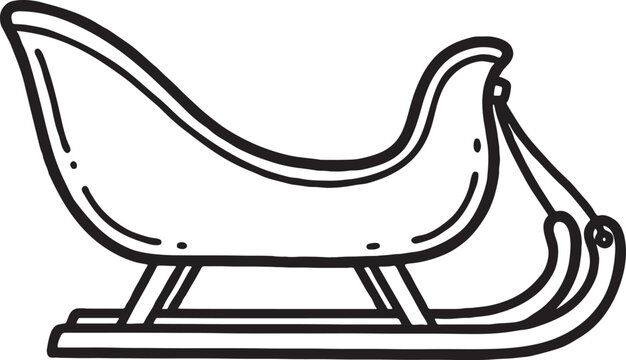 Black and white illustration of a traditional sleigh with white background winter sport winter transport holiday transport christmas transport winter fun antique vehicle winter object