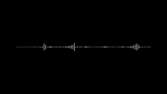 White sound wave spectrum animation with pulsing audio frequency meter and modern music equalizer rhythm bars on black background seamless digital visualizer in 4k.