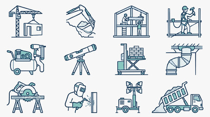Fototapeta premium Handyman Tools and Construction Equipment Icons.