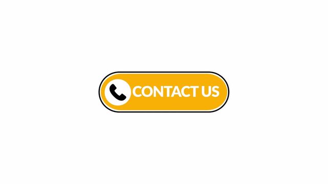 Contact Us Button Animation with Call Icon on Transparent Background, Modern Customer Support Call to Action UI with  Alpha Channel in 4K
