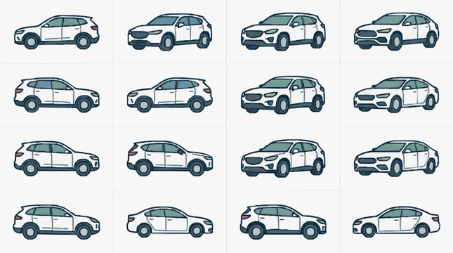 Illustrated Vehicles Lineup Collection.