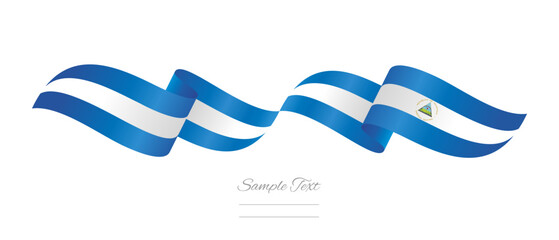 Obraz premium Nicaraguan flag ribbon vector illustration. Waving patriotic Nicaragua Flag Ribbon Banner on isolated white background