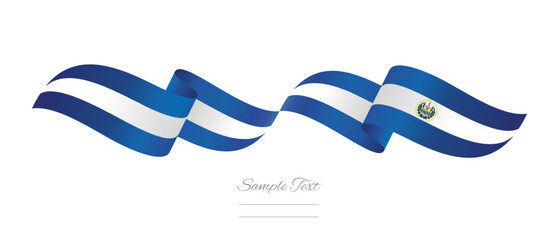 Obraz premium Salvadoran flag ribbon vector illustration. Waving patriotic El Salvador Flag Ribbon Banner on isolated white background